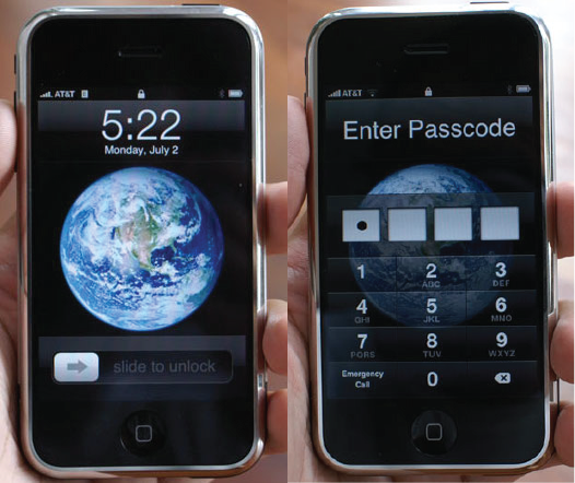 iPhone OS 1 lock screens (2007)